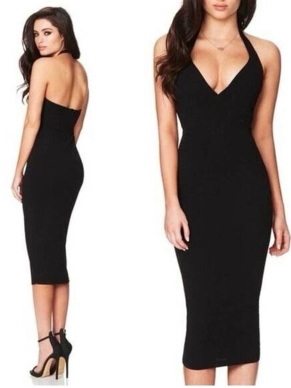NWT Revolve Nookie Black Halter Medea Midi Dress
